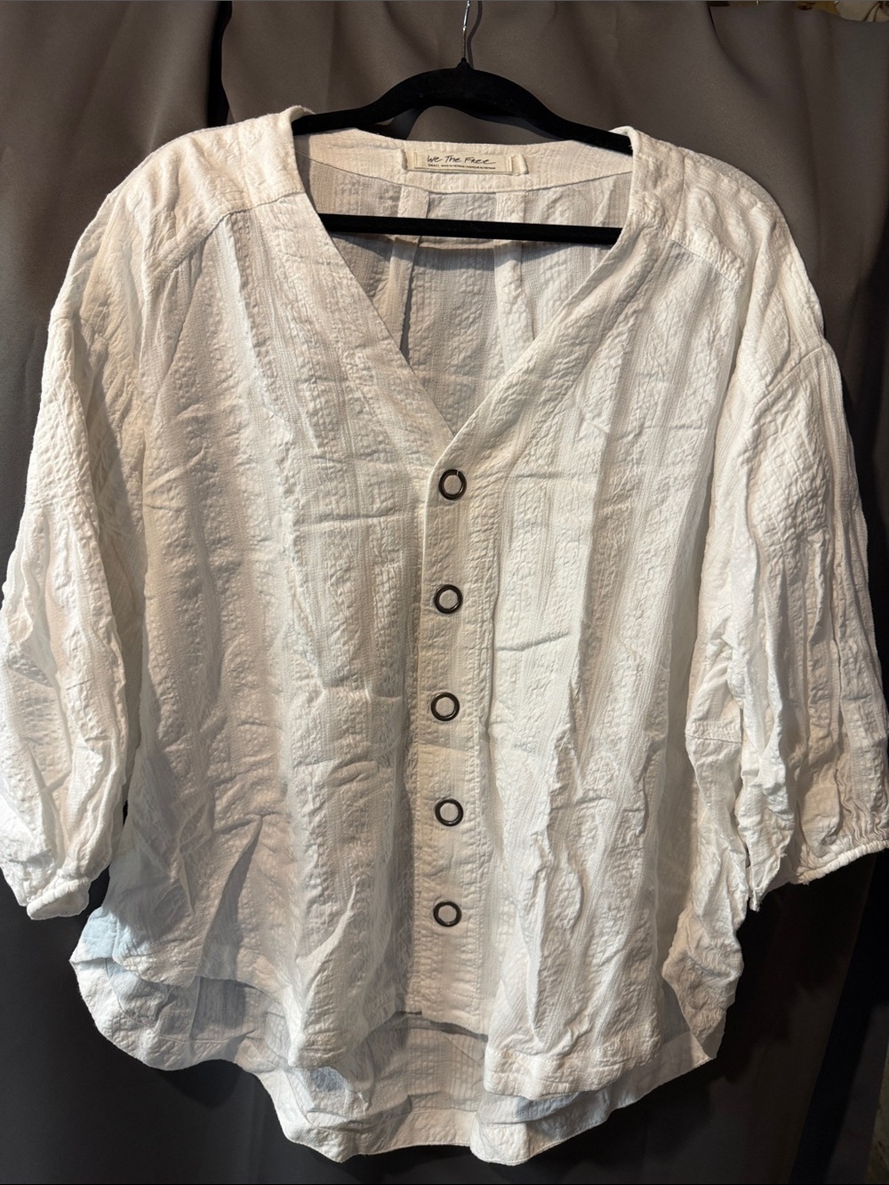 We The Free Women’s White Textured Button-Front Shirt